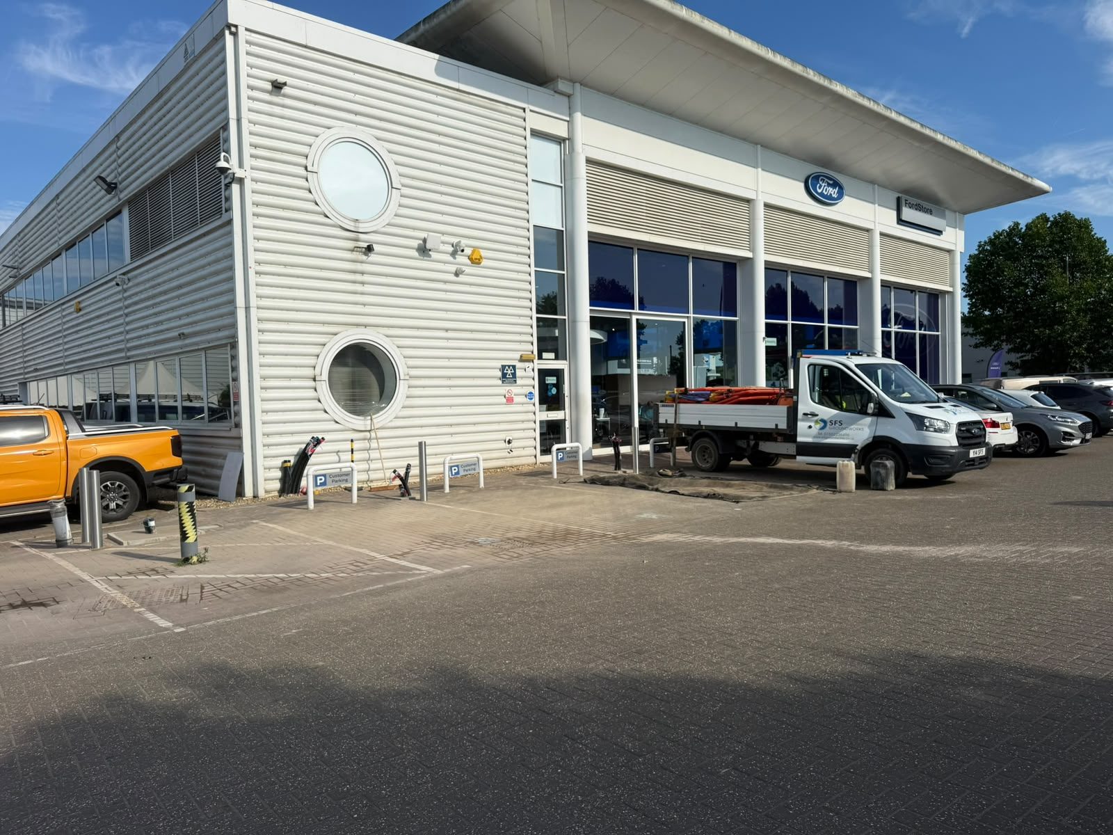 EV charge point installation with groundworks and ducting